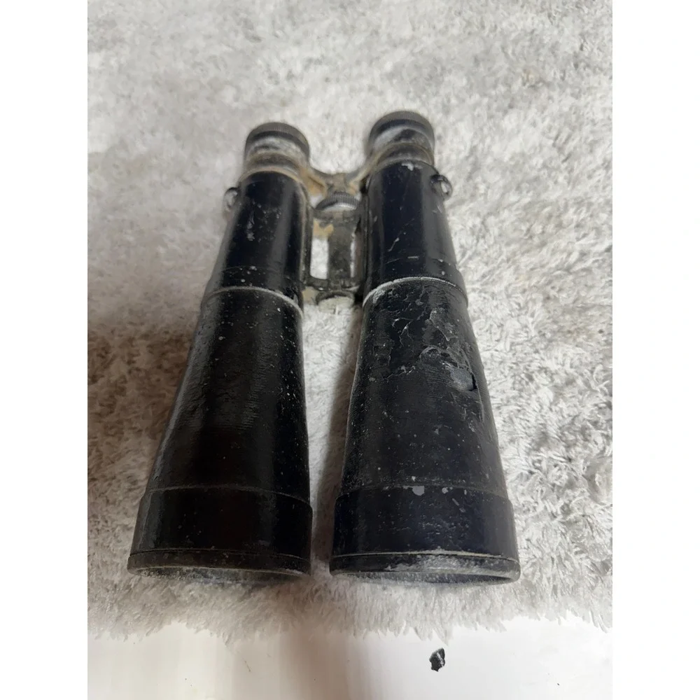 Vintage Black Metal Long Barrel Field Binoculars Industrial Decor Prop WWII?